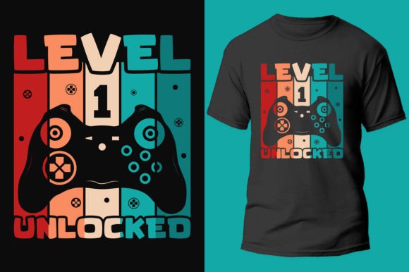 Gamer Gaming Level 1 Unlocked Graphics for T-Shirt Designs