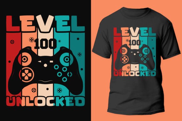 Gamer Gaming Level 100 Unlocked Graphics for T-Shirt Designs