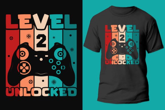 Gamer Gaming Level 2 Unlocked Graphics for T-Shirt Designs