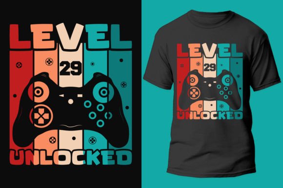 Gamer Gaming Level 29 Unlocked Graphics for T-Shirt Designs
