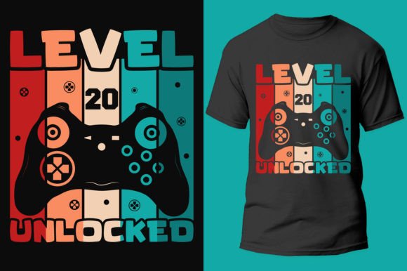 Gamer Level 20 Unlocked Graphics for T-Shirt Designs