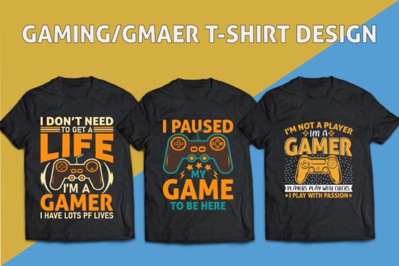 Gaming T Shirt Design Bundle: Graphics & Print Templates